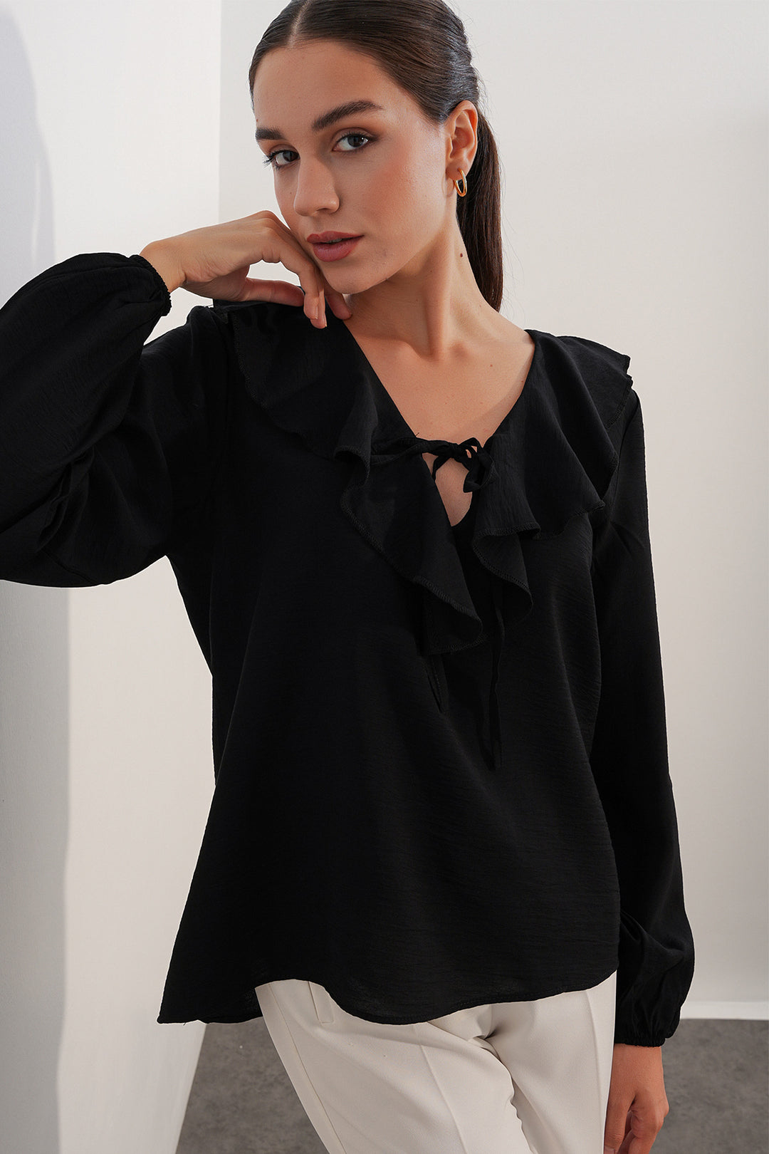 Bigdart Blouse Femme Détail Col 40034 - Noir