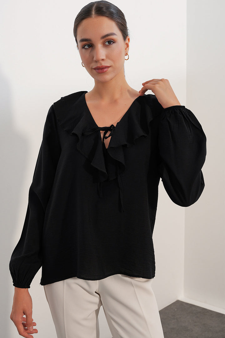 Bigdart Blouse Femme Détail Col 40034 - Noir