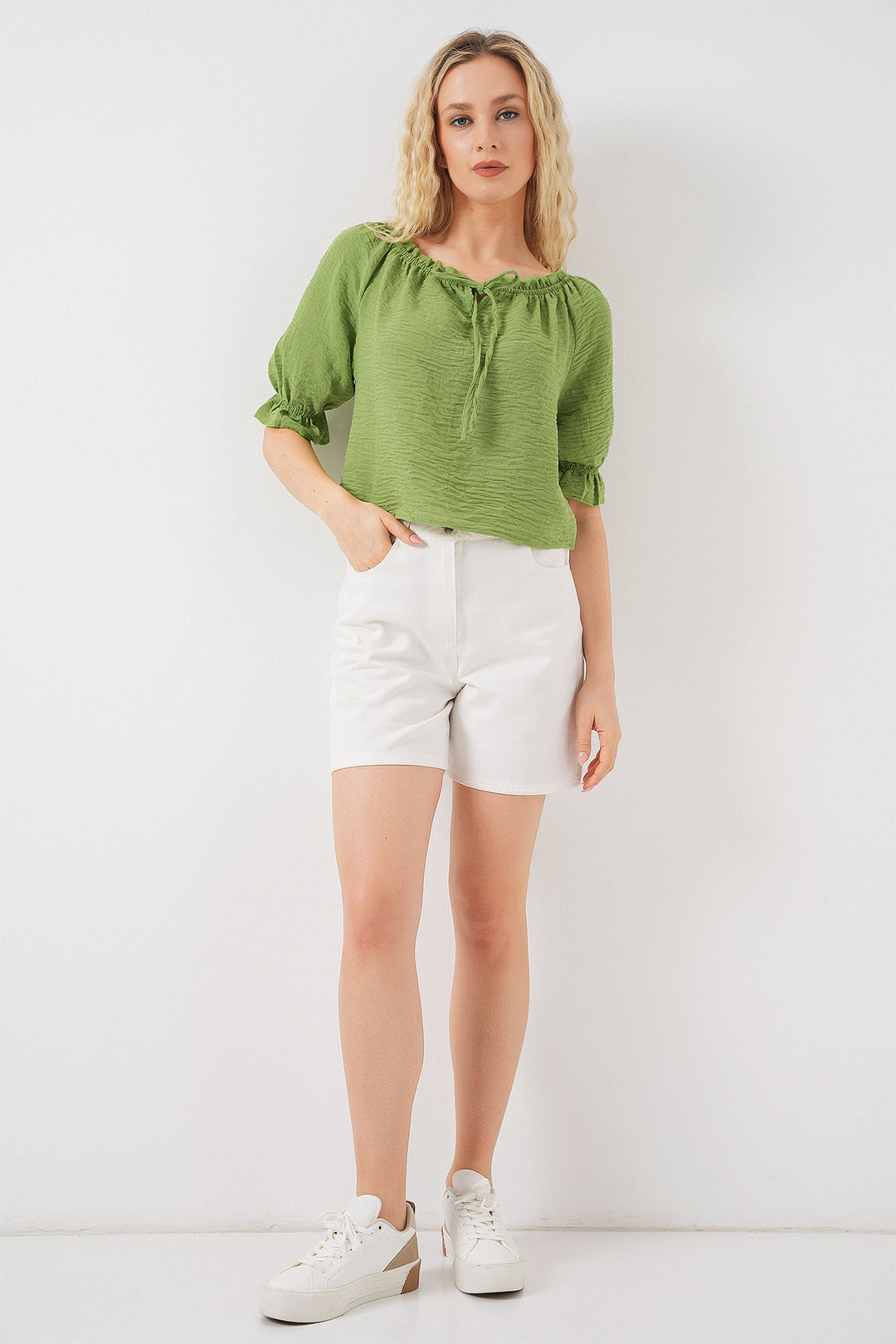 Bigdart Blouse à col volant pour femmes 959 - Vert