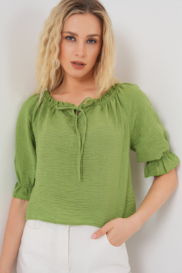 Bigdart Blouse à col volant pour femmes 959 - Vert