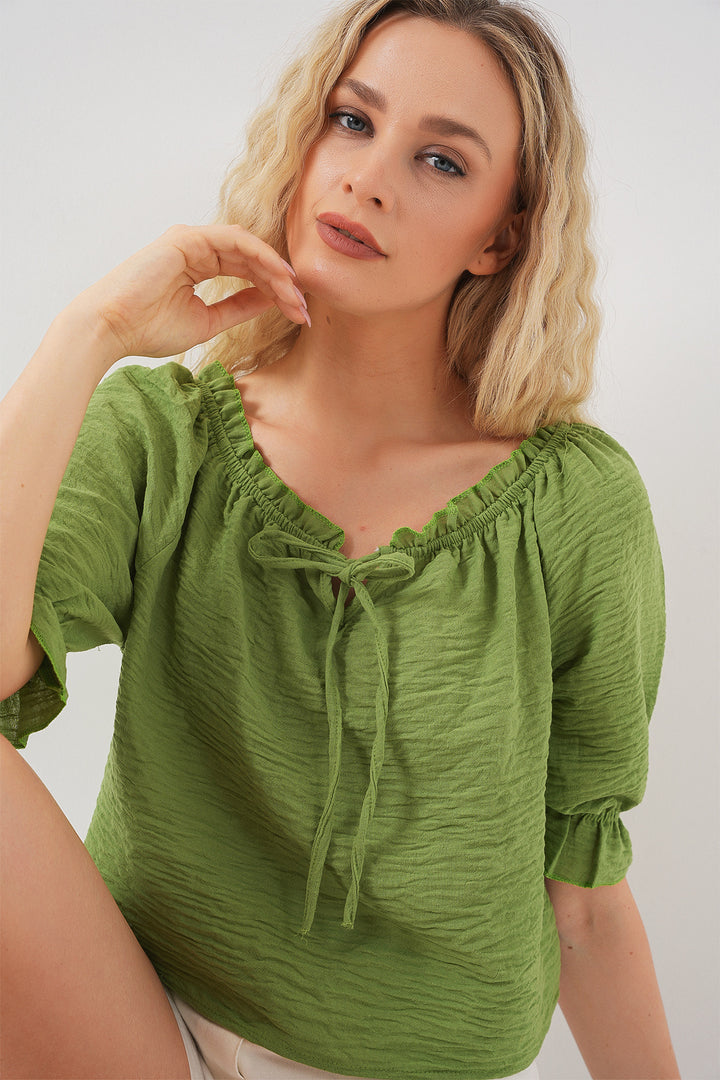Bigdart Blouse à col volant pour femmes 959 - Vert