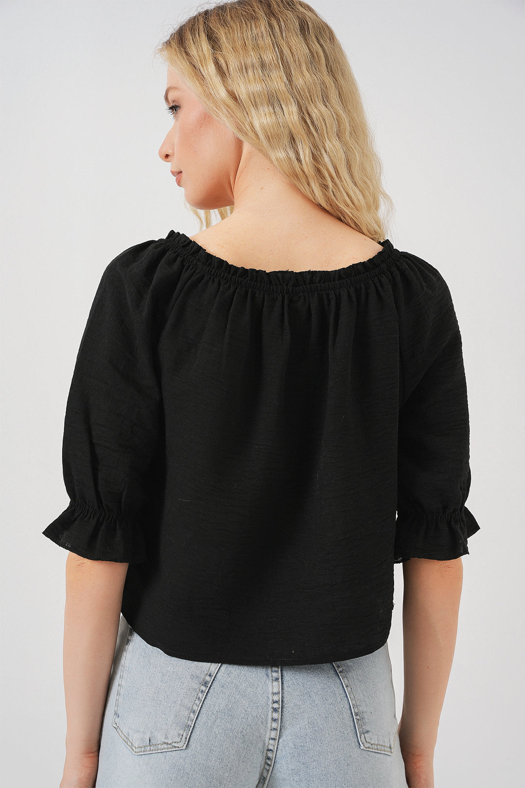 Bigdart Blouse femme à col volanté 959 - Noir