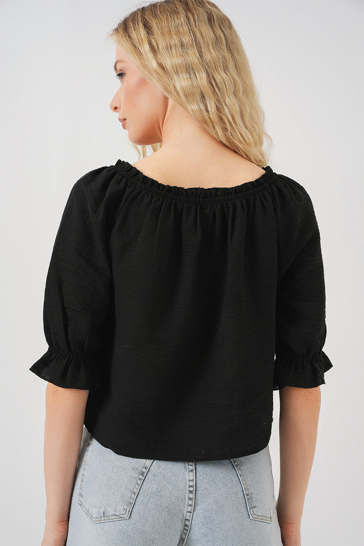 Bigdart Blouse femme à col volanté 959 - Noir