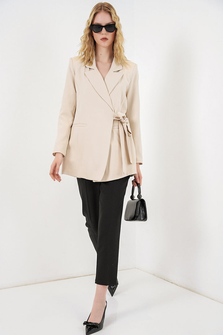 Bigdart Veste blazer à nouer sur le côté pour femme 0750 - Beige