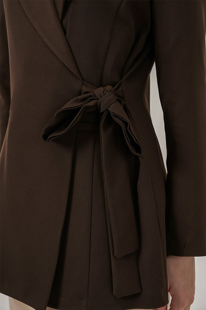 Bigdart Veste blazer à nouer sur le côté pour femme 0750 - Marron
