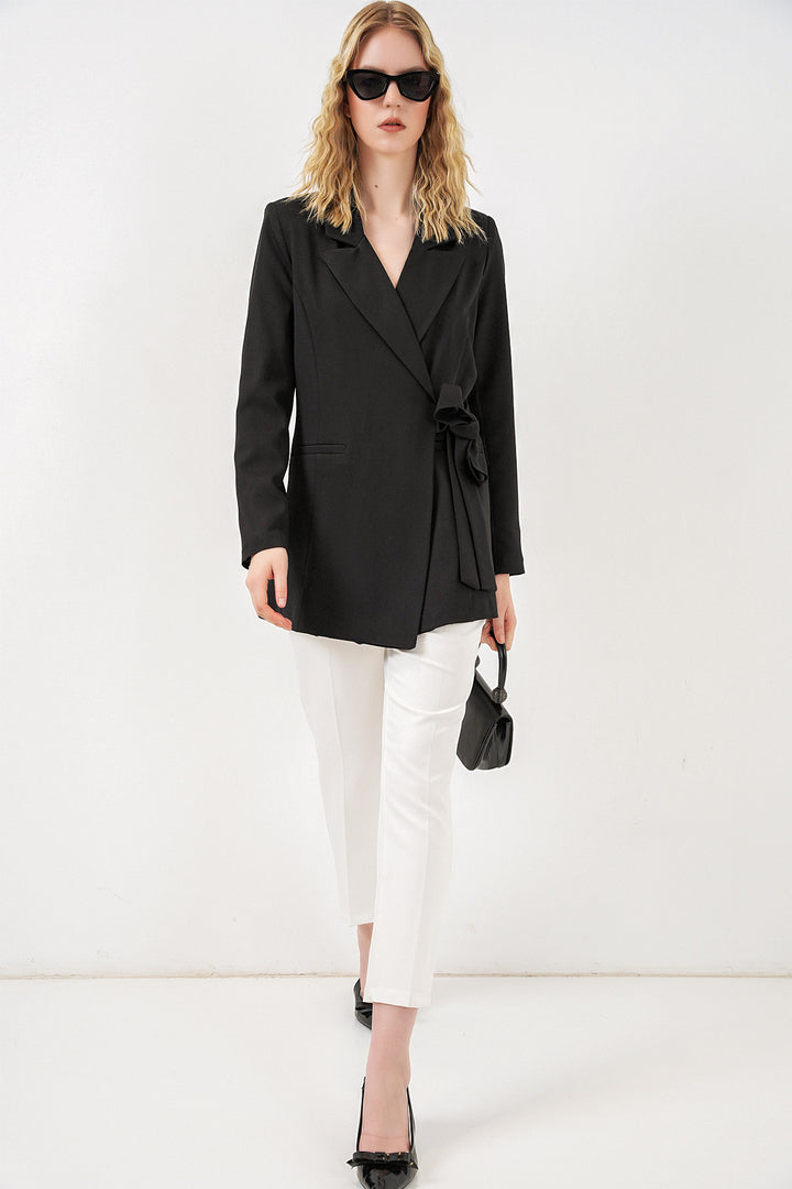 Bigdart Veste blazer à nouer sur le côté pour femme 0750 - Noir