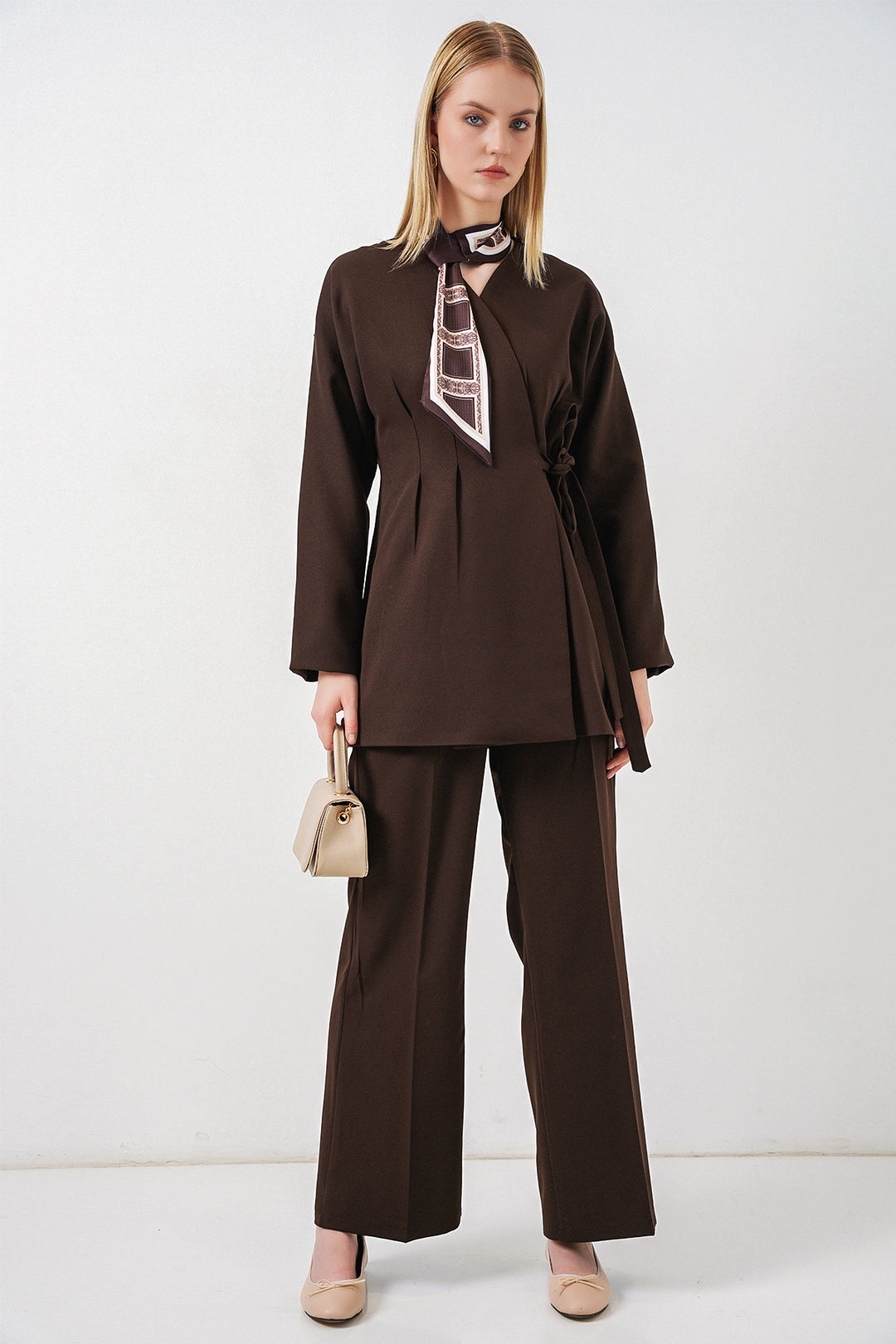 Bigdart Veste Pantalon Femme à Nouer sur le Côté 30099 - Marron