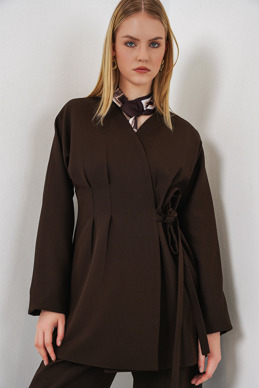 Bigdart Veste Pantalon Femme à Nouer sur le Côté 30099 - Marron