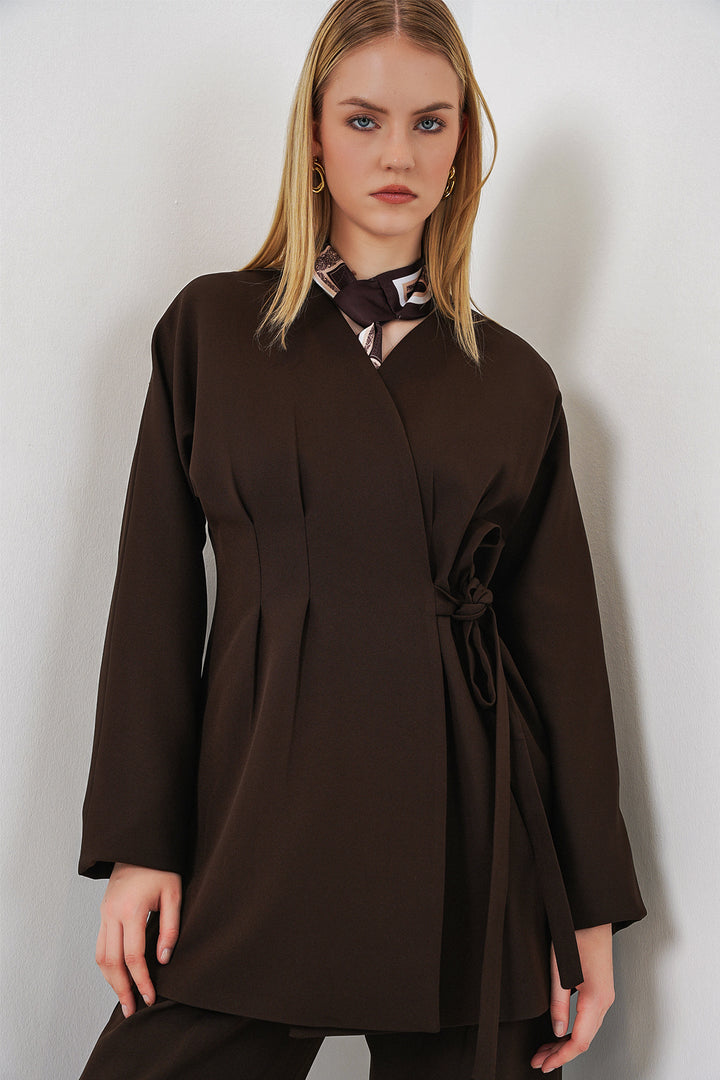 Bigdart Veste Pantalon Femme à Nouer sur le Côté 30099 - Marron