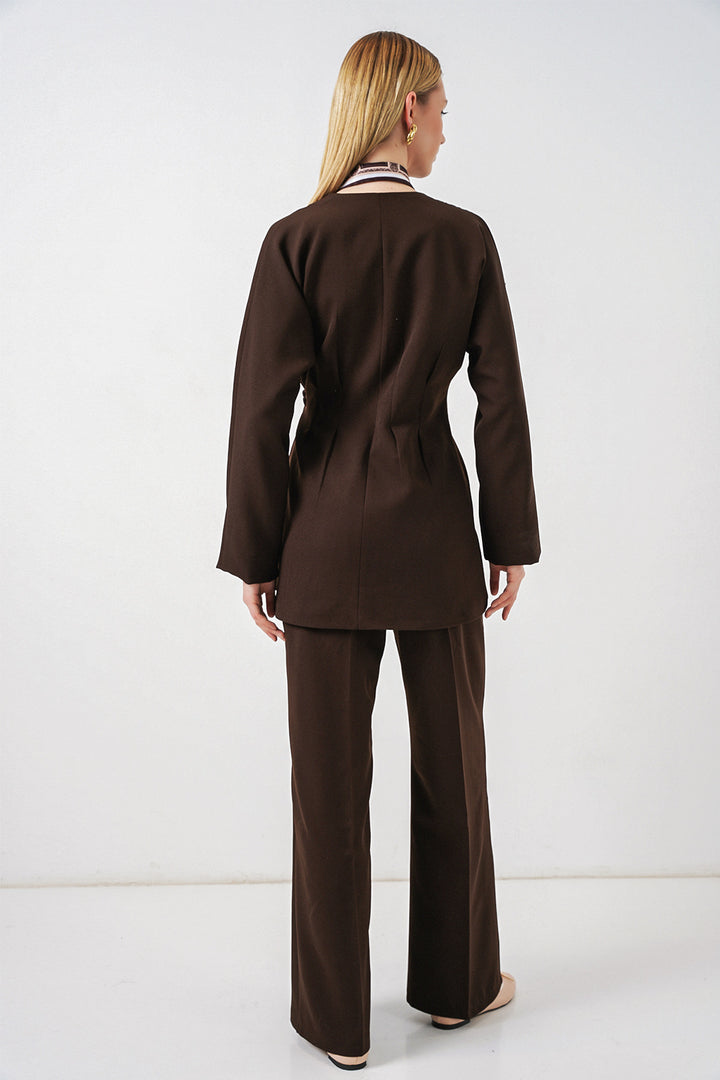Bigdart Veste Pantalon Femme à Nouer sur le Côté 30099 - Marron