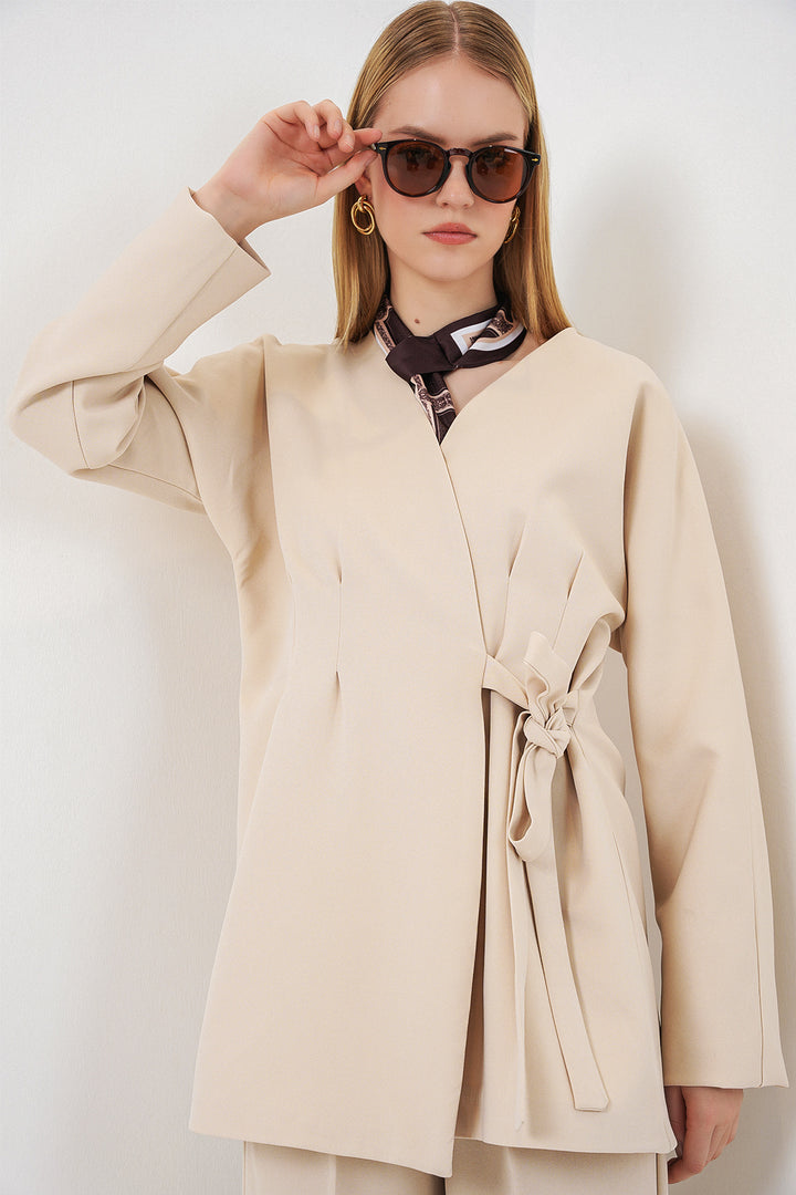 Bigdart Veste Pantalon Femme à Nouer sur le Côté 30099 - Crème