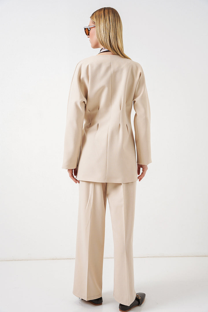 Bigdart Veste Pantalon Femme à Nouer sur le Côté 30099 - Crème