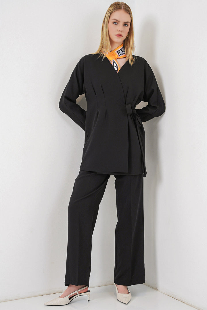 Bigdart Veste Pantalon Femme à Nouer sur le Côté 30099 - Noir