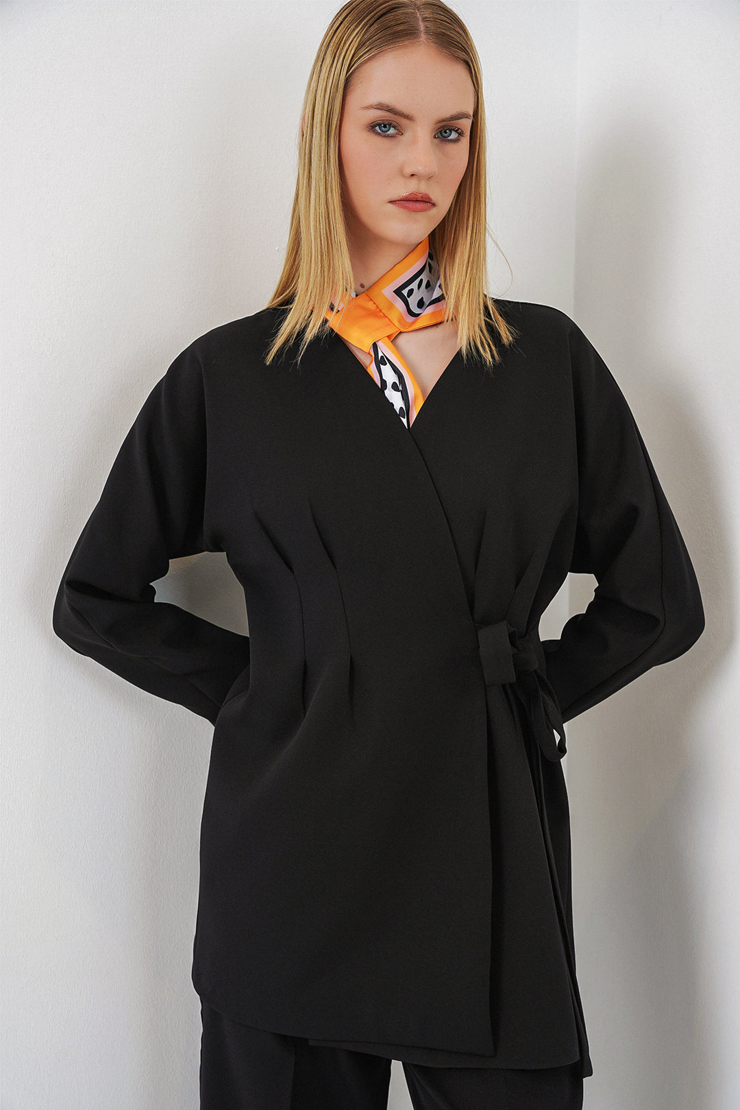 Bigdart Veste Pantalon Femme à Nouer sur le Côté 30099 - Noir