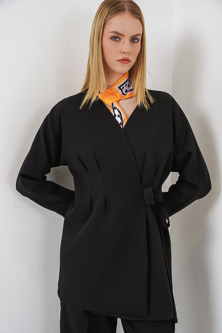 Bigdart Veste Pantalon Femme à Nouer sur le Côté 30099 - Noir