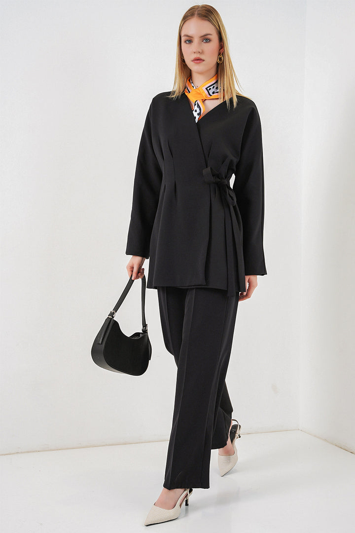Bigdart Veste Pantalon Femme à Nouer sur le Côté 30099 - Noir