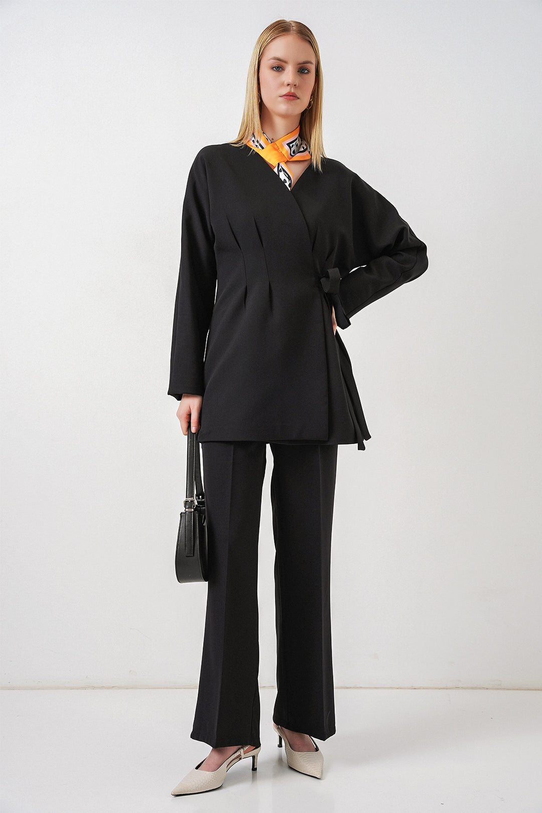 Bigdart Veste Pantalon Femme à Nouer sur le Côté 30099 - Noir
