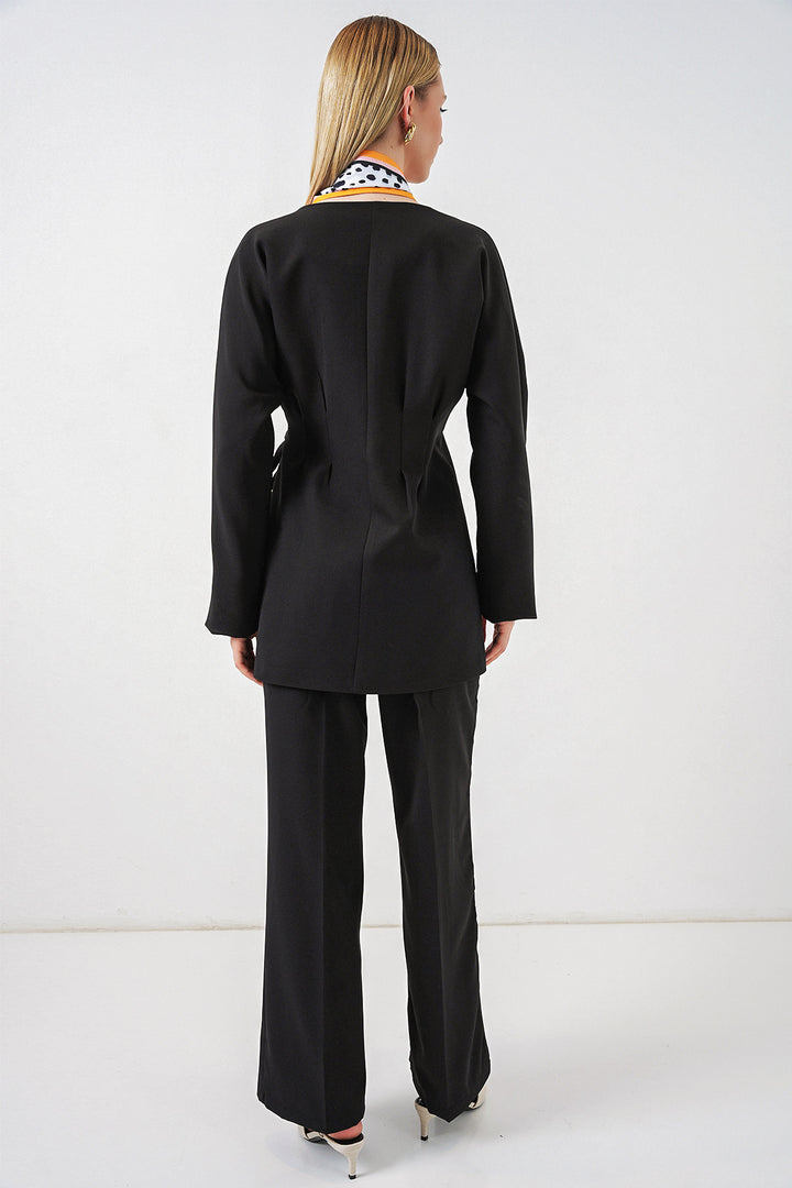 Bigdart Veste Pantalon Femme à Nouer sur le Côté 30099 - Noir