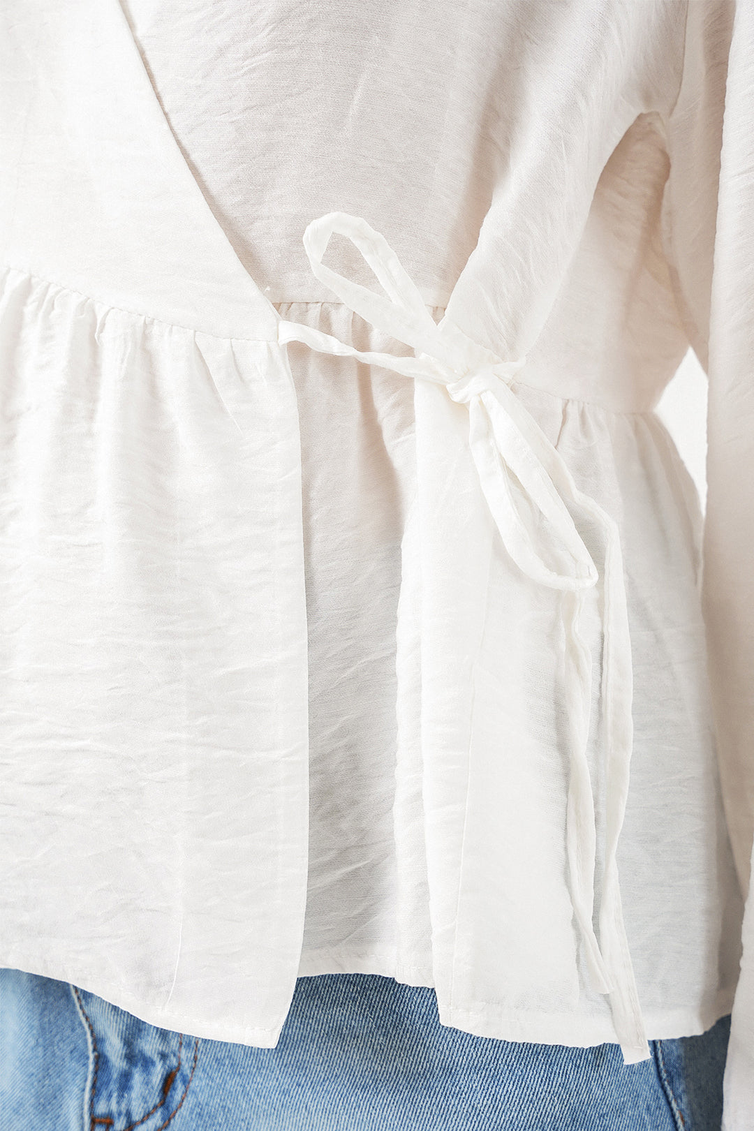 Bigdart Blouse à manches longues à nouer sur le côté pour femme 996 - Blanc