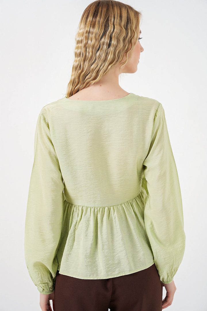 Bigdart Blouse à manches longues nouée sur le côté pour femme 996 - E.Vert