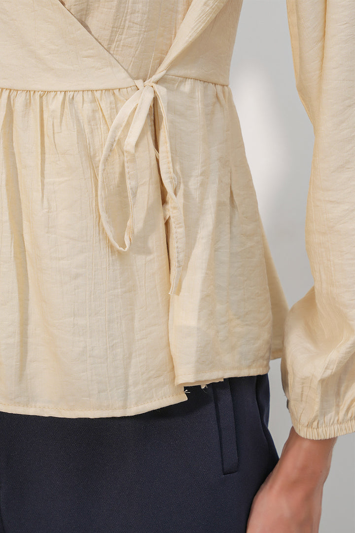 Bigdart Blouse à manches longues à nouer sur le côté 996 - Crème