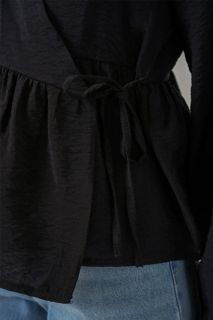 Bigdart Blouse à manches longues à nouer sur le côté pour femme 996 - Noir
