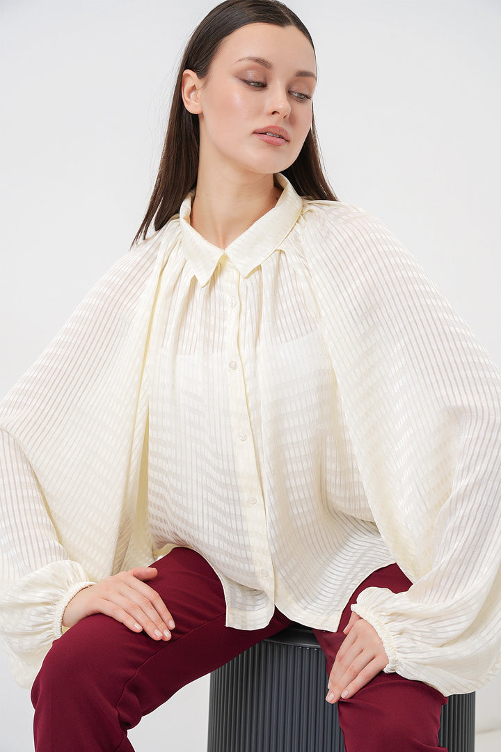 Bigdart Chemise Oversize à Manches Chauve-Souris Femme 20368 - Écru