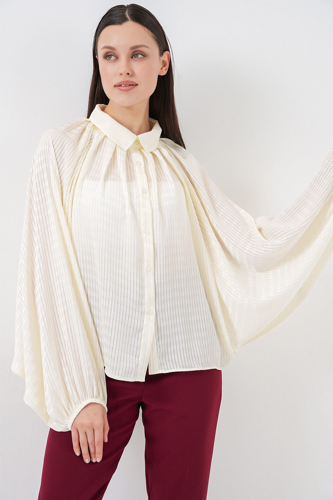 Bigdart Chemise Oversize à Manches Chauve-Souris Femme 20368 - Écru