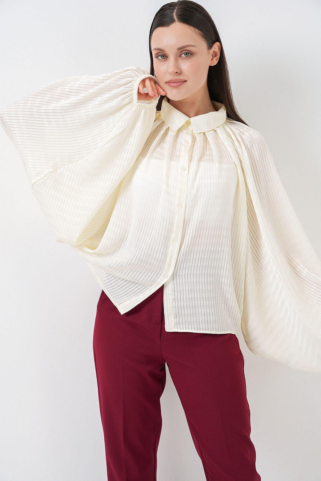 Bigdart Chemise Oversize à Manches Chauve-Souris Femme 20368 - Écru