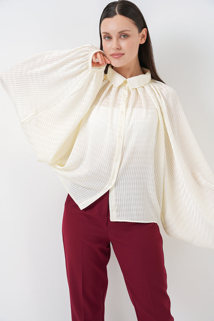 Bigdart Chemise Oversize à Manches Chauve-Souris Femme 20368 - Écru