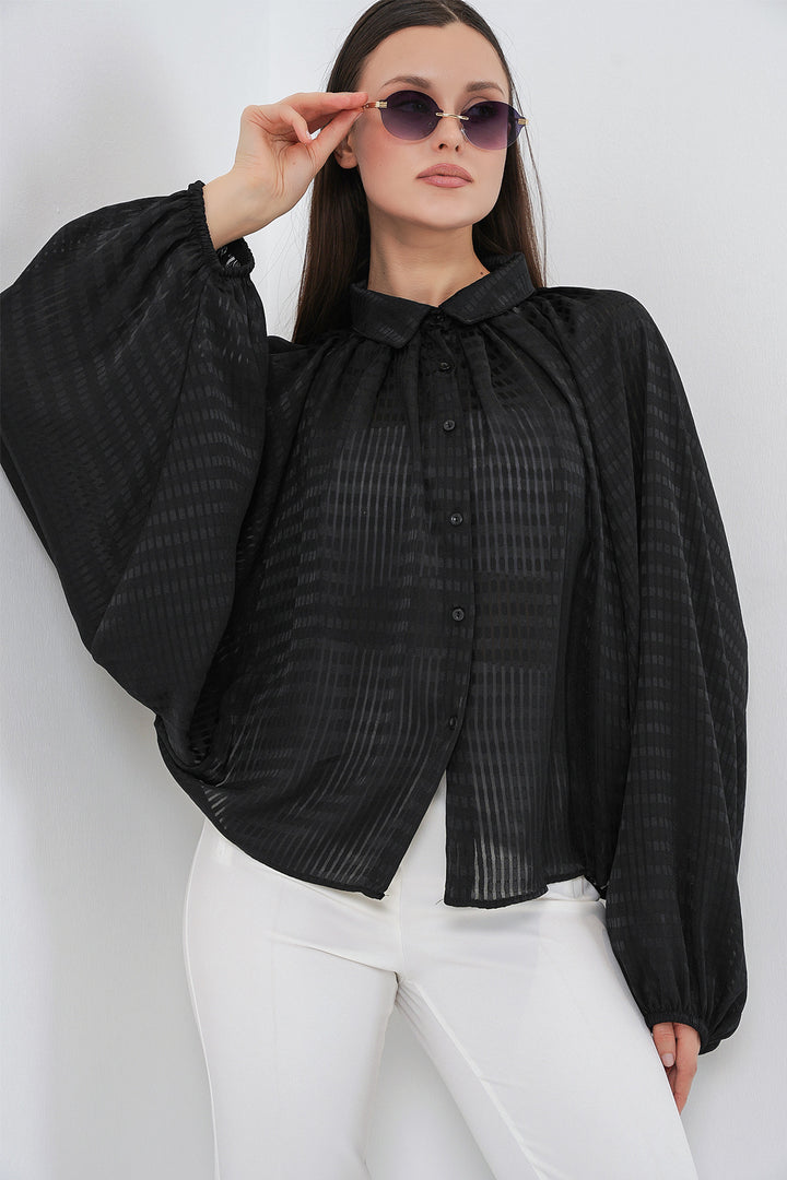 Bigdart Chemise oversize à manches chauve-souris pour femme 20368 - Noir