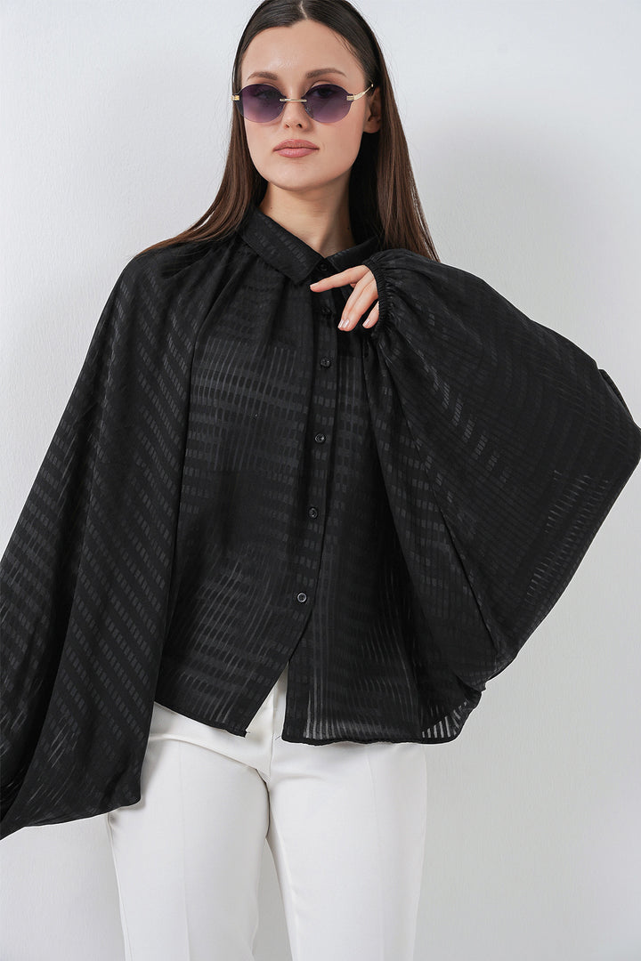 Bigdart Chemise oversize à manches chauve-souris pour femme 20368 - Noir
