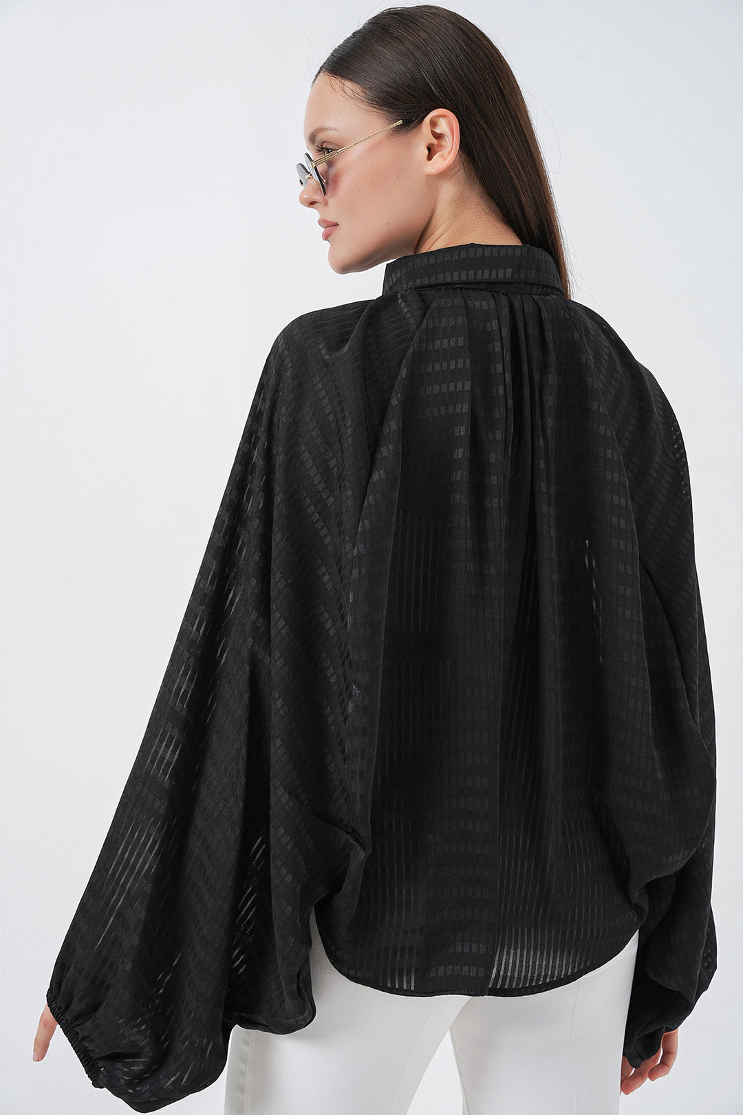Bigdart Chemise oversize à manches chauve-souris pour femme 20368 - Noir