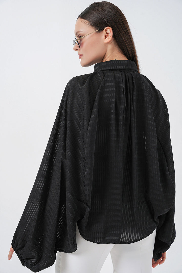 Bigdart Chemise oversize à manches chauve-souris pour femme 20368 - Noir