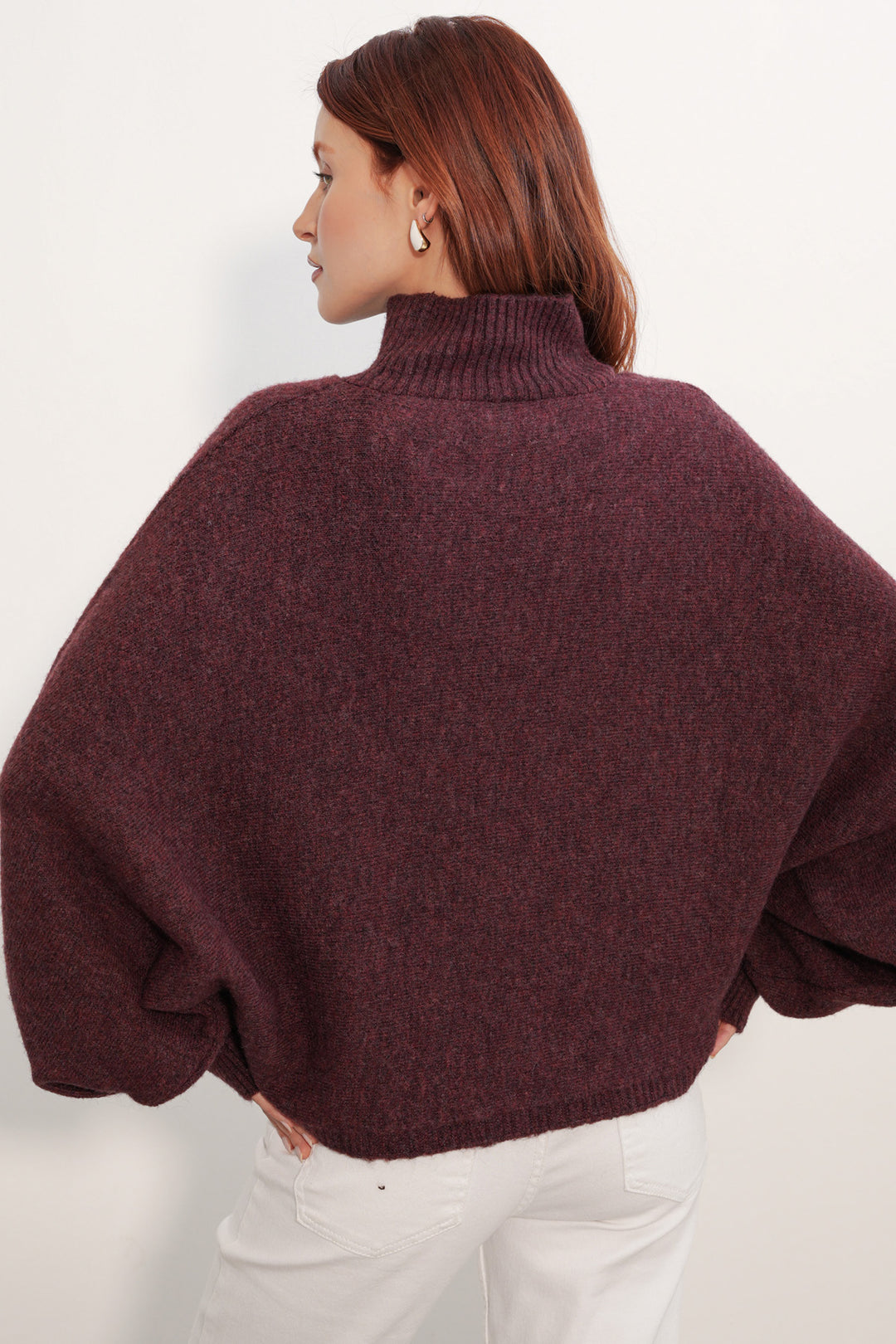 Bigdart Pull à col chauve-souris oversize pour femme 15969 - Bordeaux