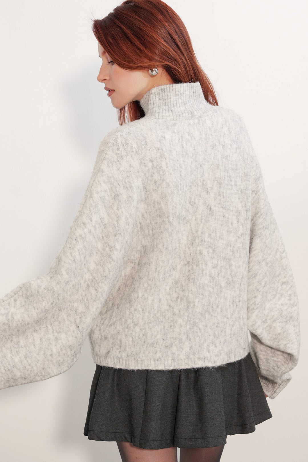 Bigdart Pull à col chauve-souris oversize pour femme 15969 - Écru