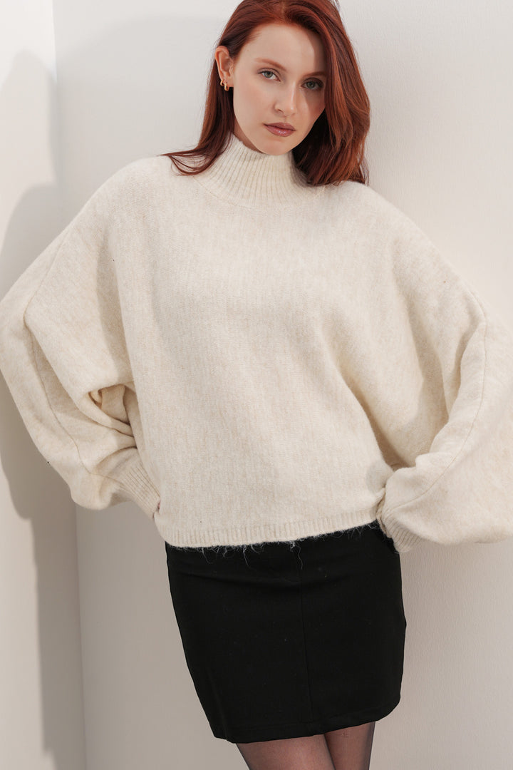 Bigdart Pull à col chauve-souris oversize pour femme 15969 - Crème