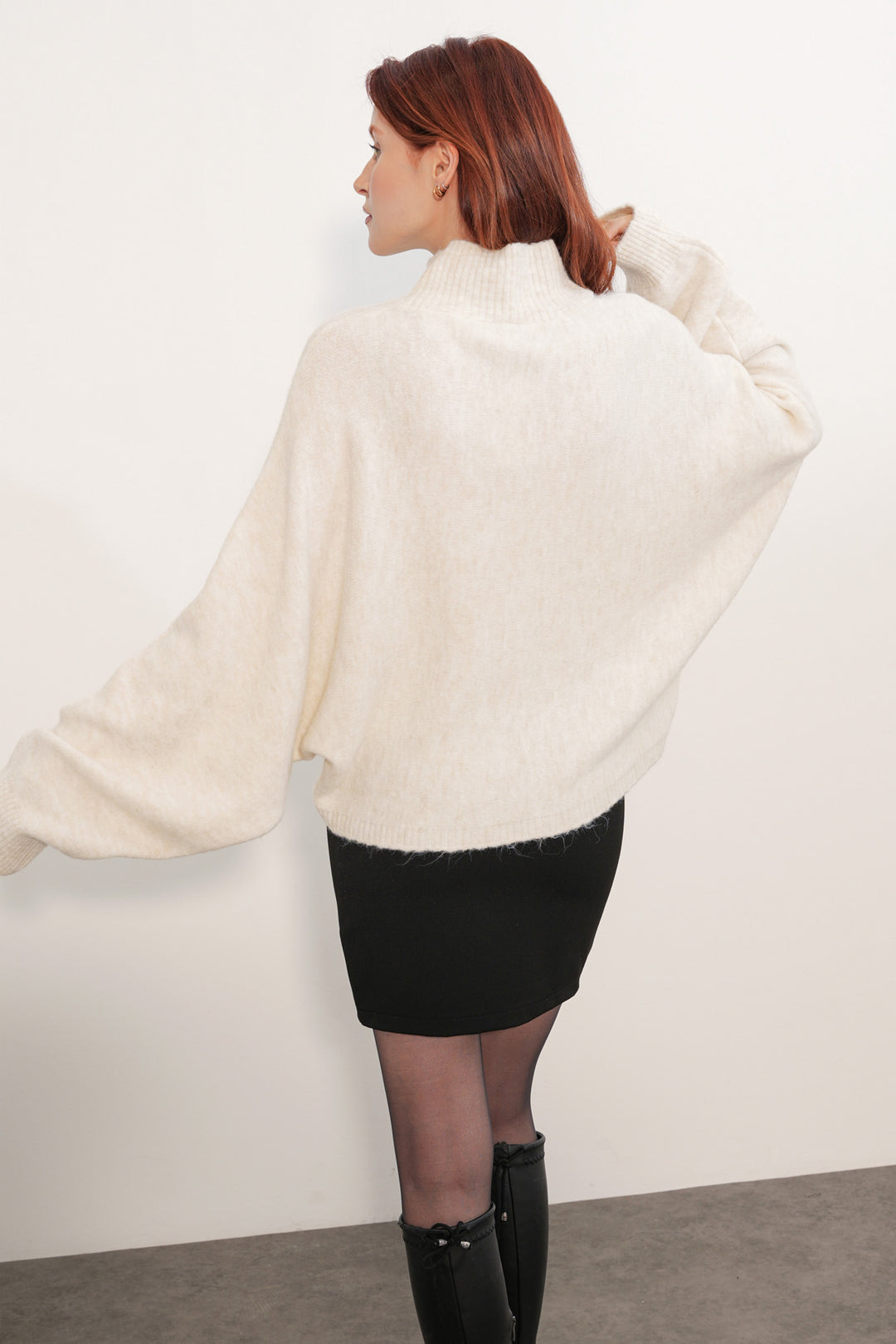 Bigdart Pull à col chauve-souris oversize pour femme 15969 - Crème
