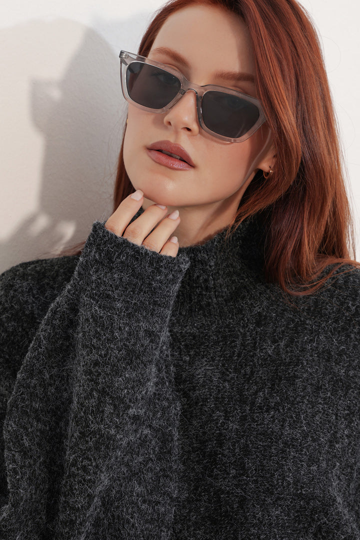 Bigdart Pull à col chauve-souris oversize pour femme 15969 - Noir
