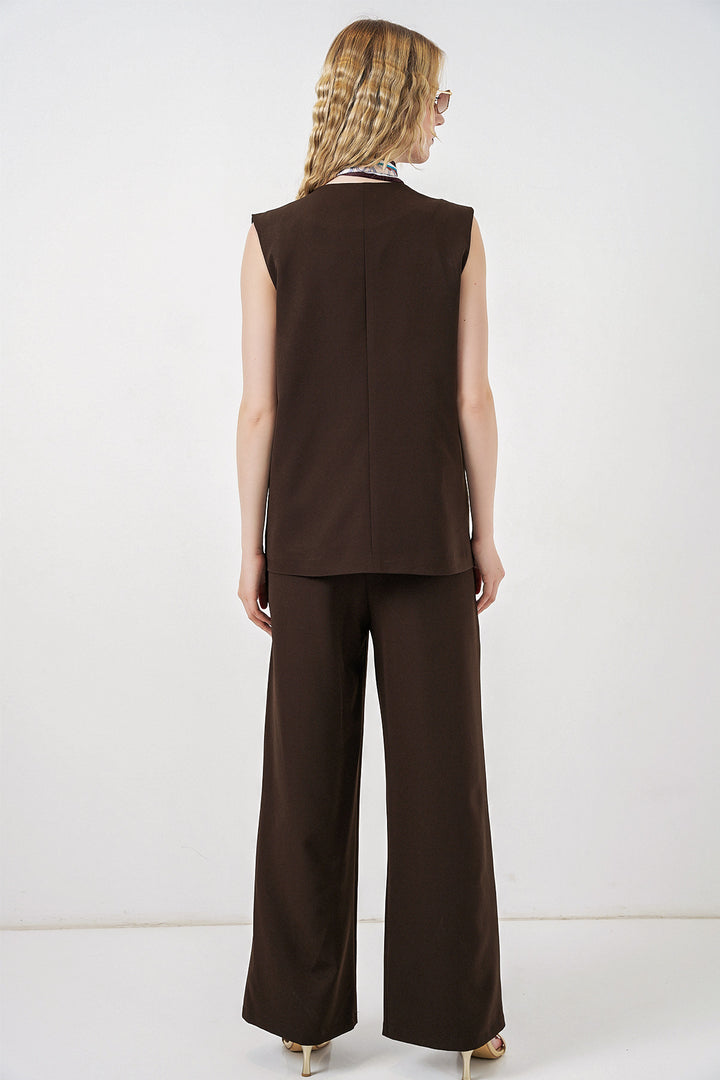 Bigdart Ensemble de pantalon à gilet pour femme 30086 - Marron