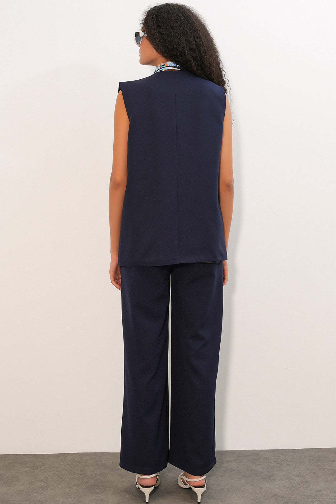 Bigdart Ensemble de pantalon et gilet pour femme 30086 - Bleu marine