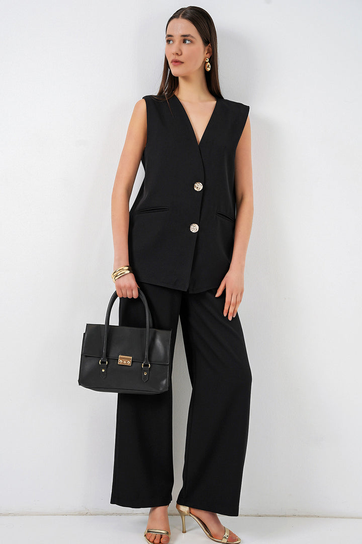 Bigdart Ensemble pantalon gilet pour femme 30086 - Noir