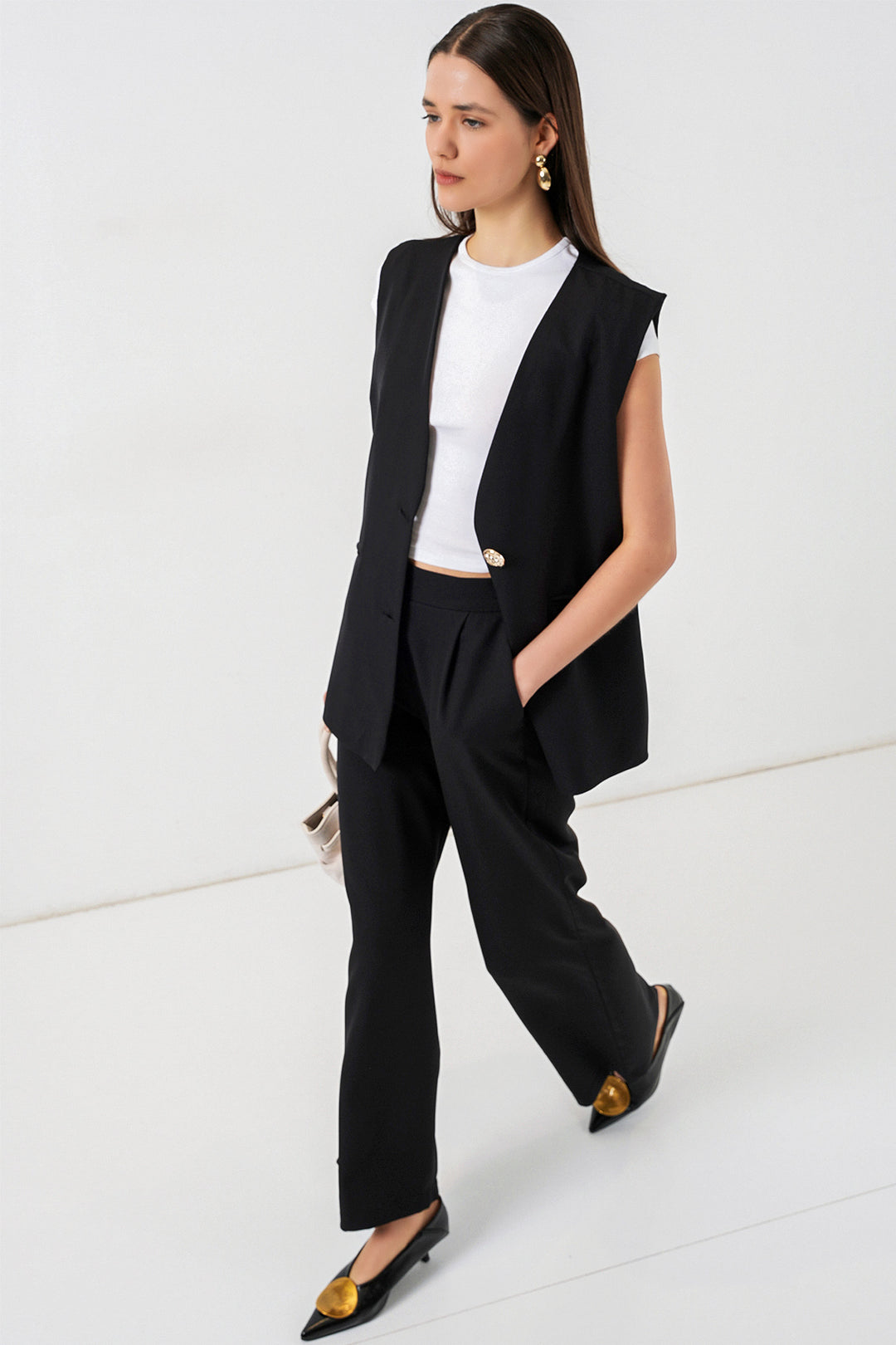 Bigdart Ensemble pantalon gilet pour femme 30086 - Noir