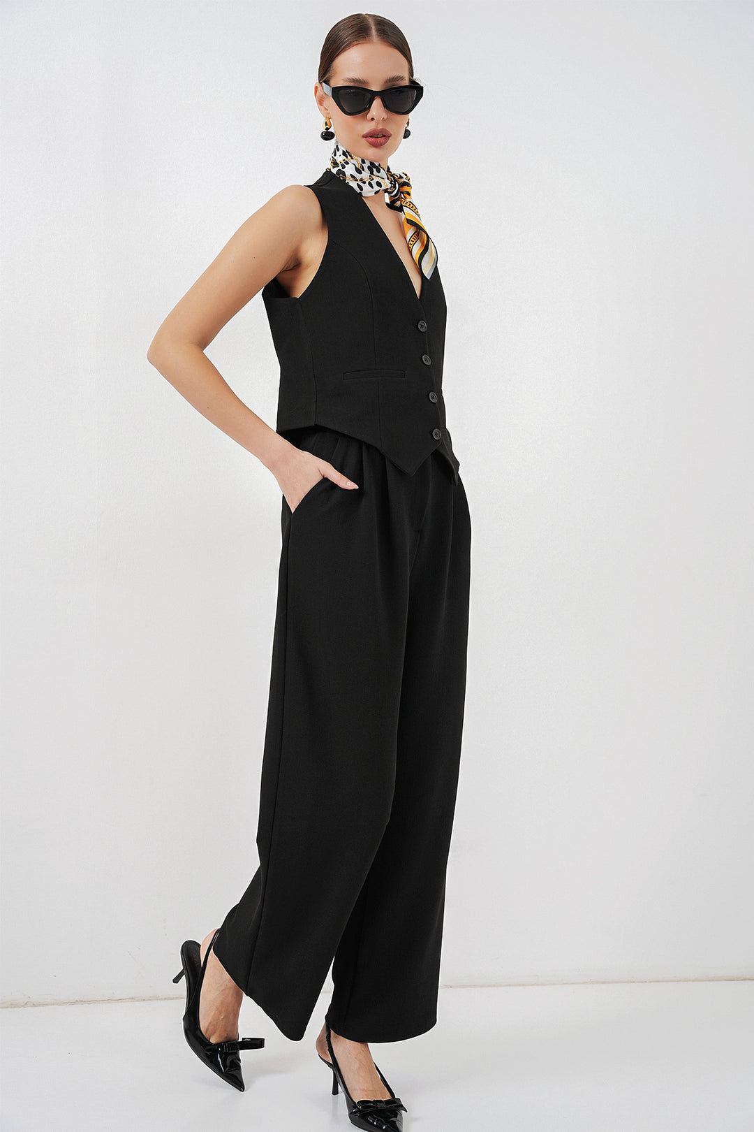 Bigdart Ensemble gilet pantalon femme 30091 - Noir