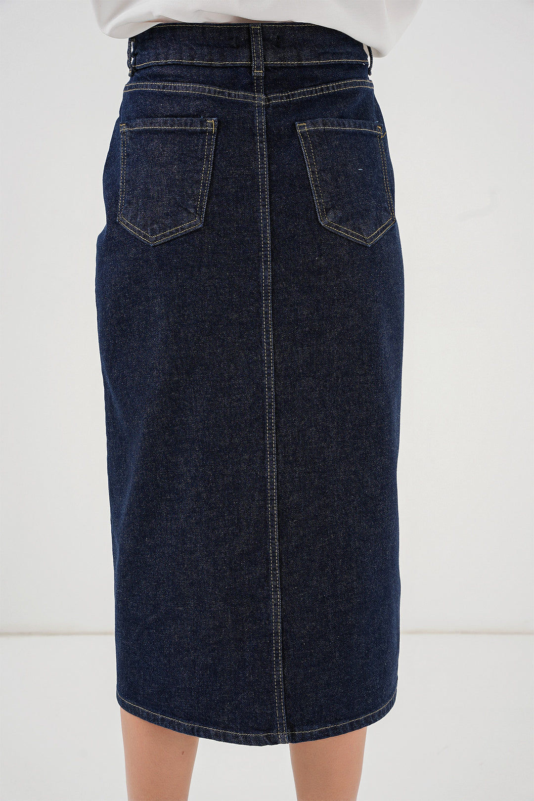 Bigdart Femme Jupe Midi en Jean Fendue 8038 - Bleu marine