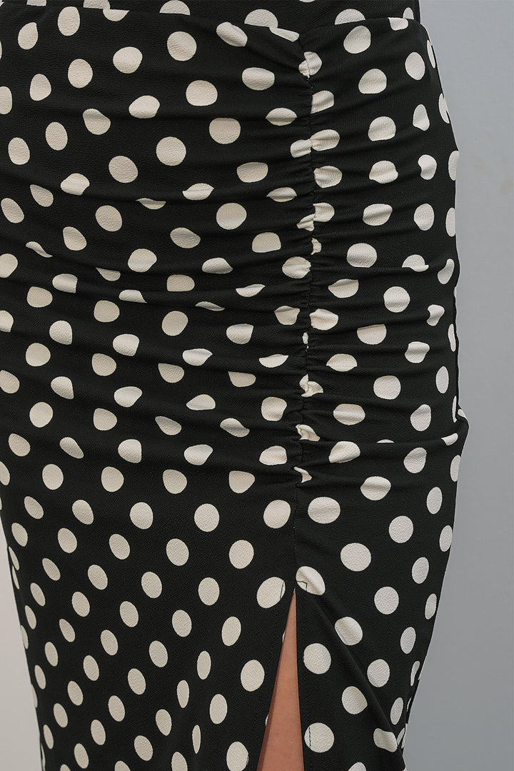 Bigdart Jupe à pois fendue pour femme 8082 - Noir