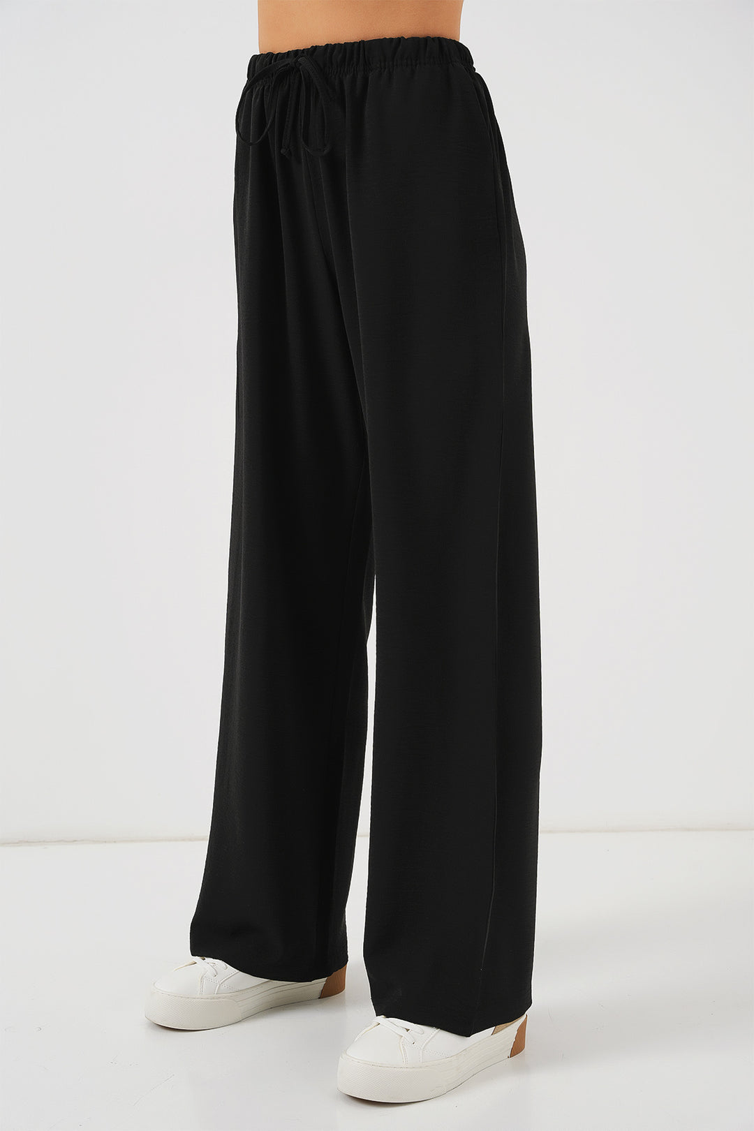Bigdart Pantalon large taille haute pour femme - Noir