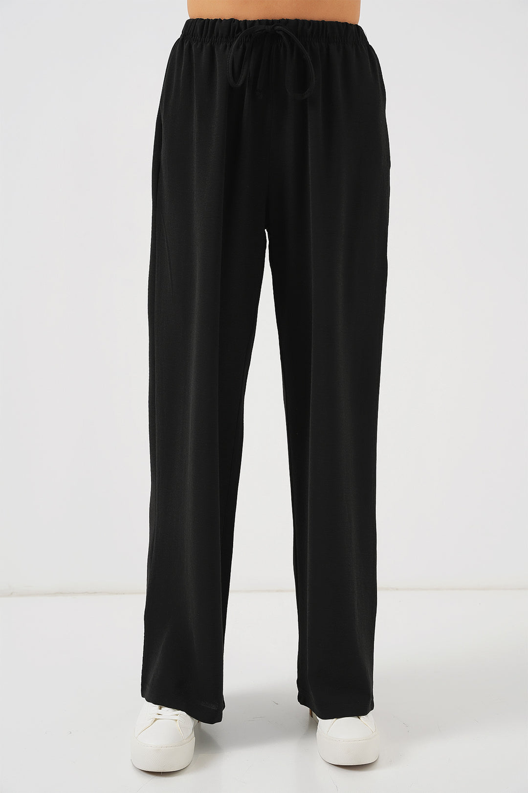 Bigdart Pantalon large taille haute pour femme - Noir