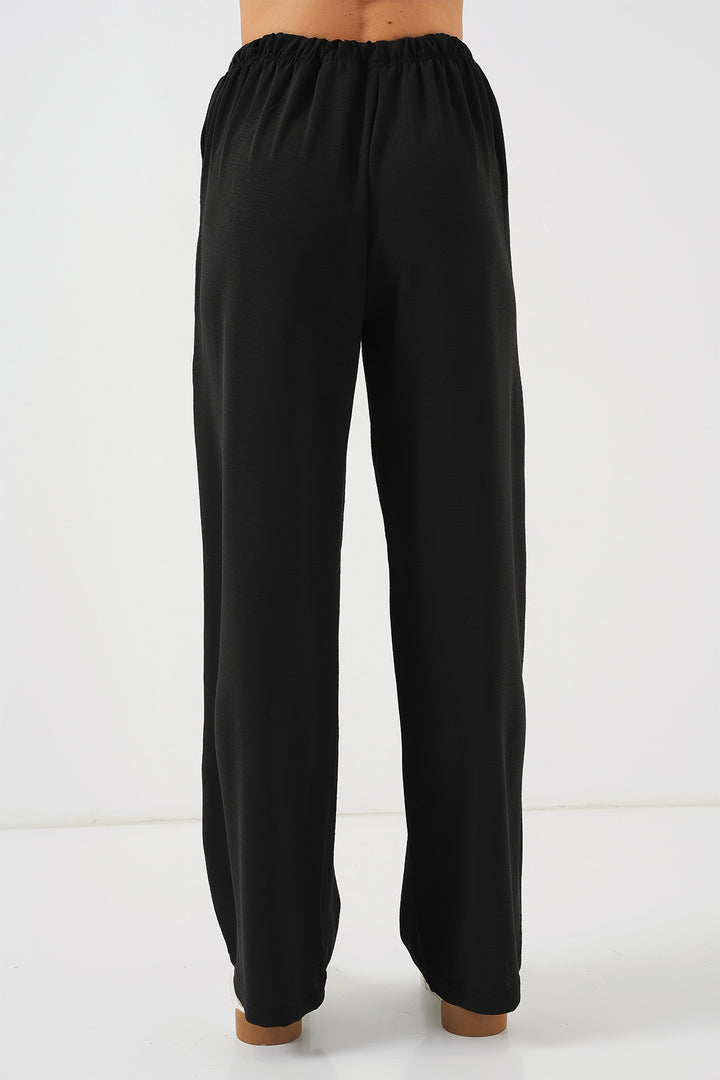 Bigdart Pantalon large taille haute pour femme - Noir