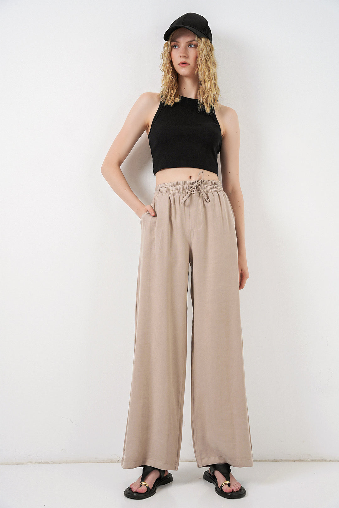 Bigdart Pantalon Femme Taille Haute Pattes d'Éléphant 30097 - Beige